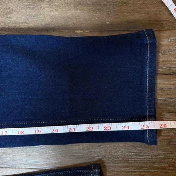 QUINCE Luna Stretch Slim Straight Jeans Crop Dark Blue Sz 28 mid rise ankle - Picture 7 of 10